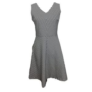 Talbots B&W Striped Midi Dress